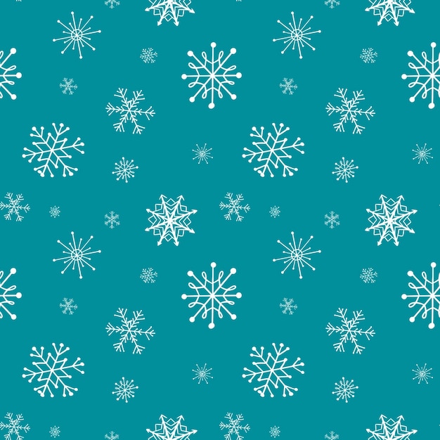 Simple Christmas seamless pattern with geometric motifs Snowflakes and circles with different ornaments on blue grey background Retro textile collection