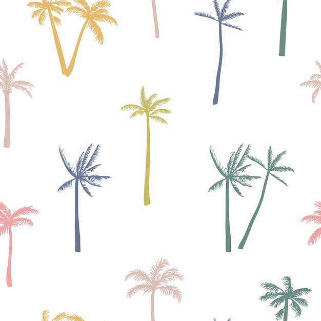 Simple colorful palm trees seamless pattern