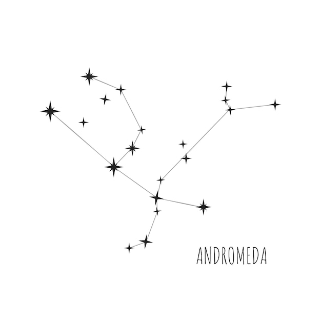 simple constellation scheme andromeda, doodle, drawn set of linear icons of all 88 constellation