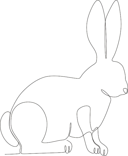 simple continuous line cute rabbit illustration