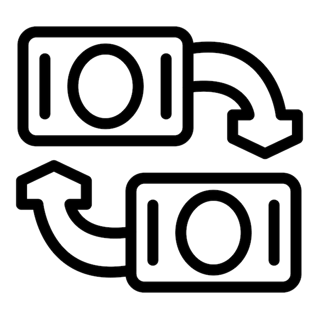 Simple design illustrating a money transfer between two banknotes