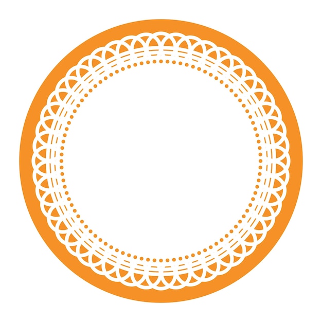 Simple Detailed Light Orange Symmetrical Round Ornamental Lace Circle Blank Frame Border Element