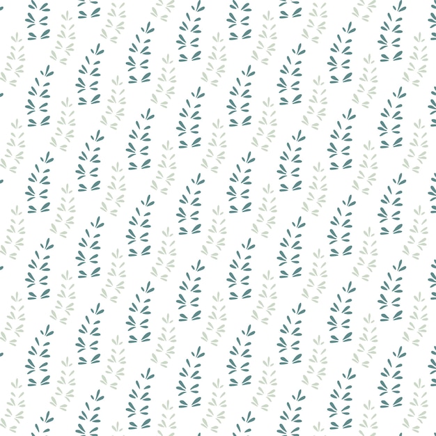 simple doodle seamless pattern hand drawn leaves on a green background minimalist botanical background in retro vintage colors floral vector illustration