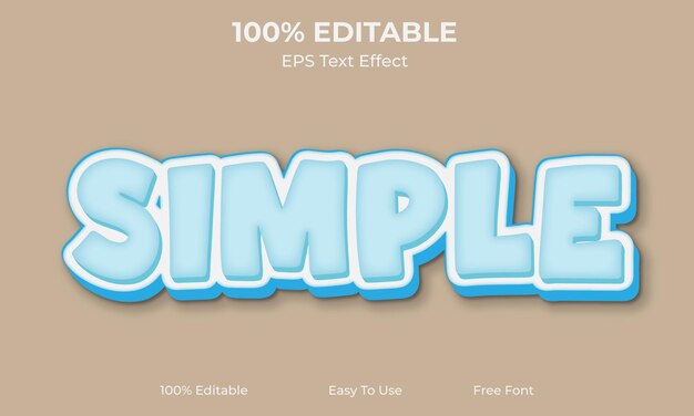 Simple Editable 3D Text Effect Vector EPS File