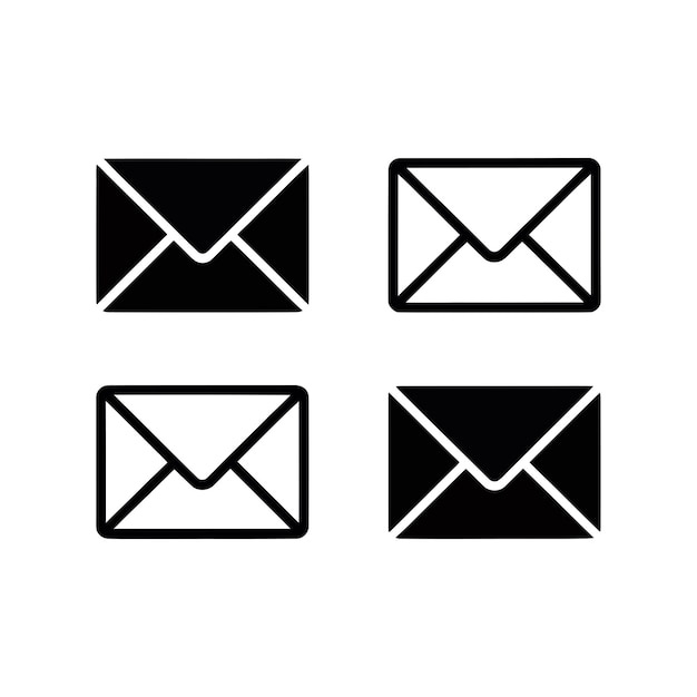 Simple email envelope icons in black and white representing messages and communication