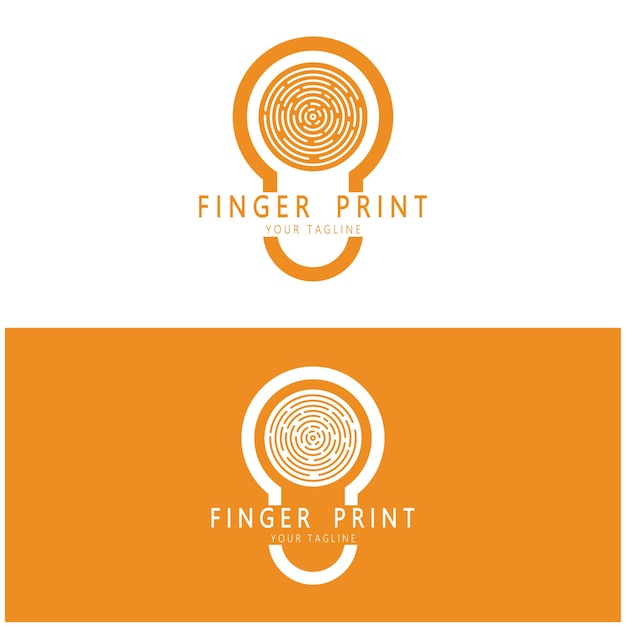Simple flat fingerprint logofor securityidentificationbadgeemblembusiness carddigitalvector
