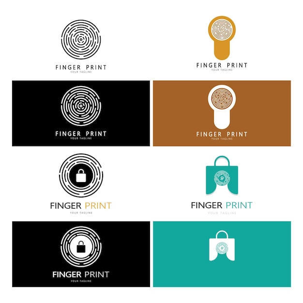 Simple flat fingerprint logofor securityidentificationbadgeemblembusiness carddigitalvector