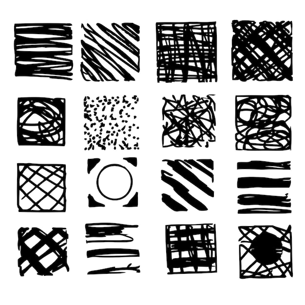 simple hand draw vector sketch square frame scribble set 16
