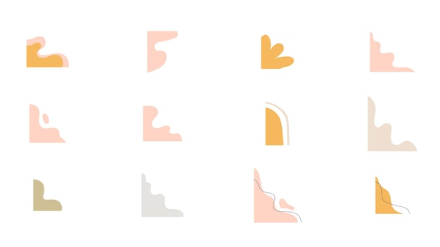 Simple hand drawn vector doodle corners shapes set Elements for decoration and design