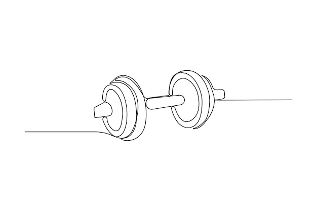 Simple handdrawn dumbbell line art drawing Gym equipment concept outline vector