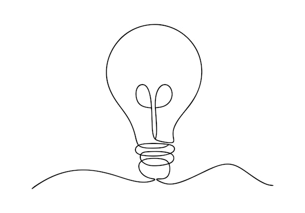 Simple Line Drawing of a Lightbulb Representing an Idea
