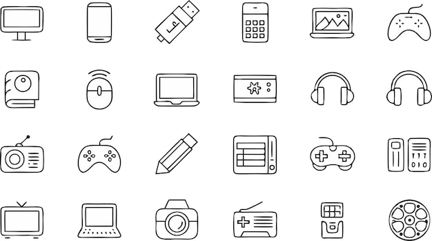 Simple Line Icons of Electronic Devices amp Gadgets Vector Technology Symbols
