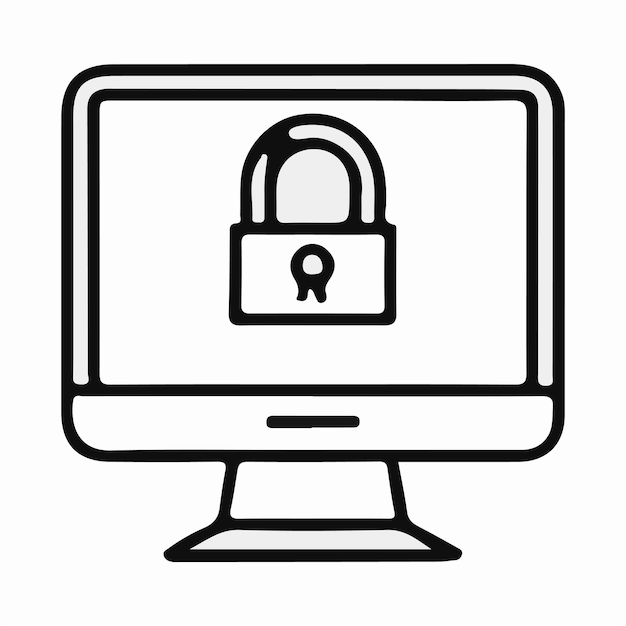 simple minimal lock icon logo vector