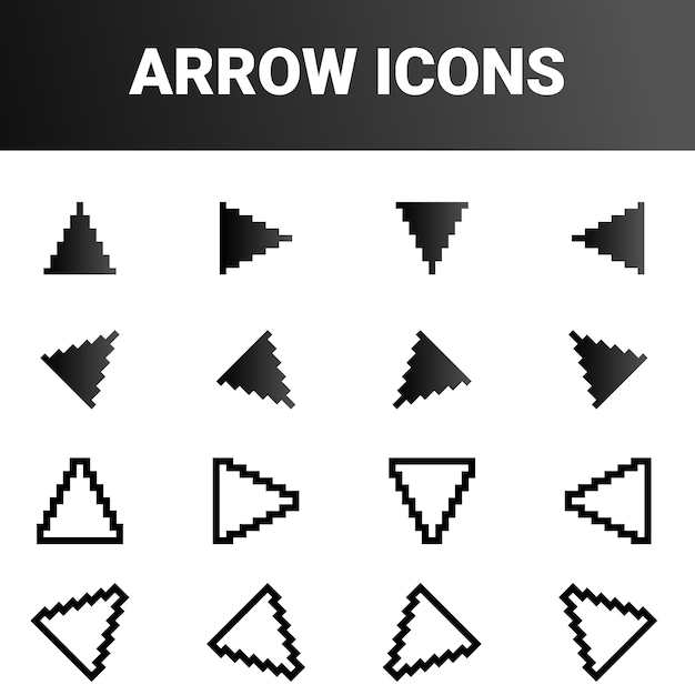 Simple minimalist directional arrow sign mark icons set design vector