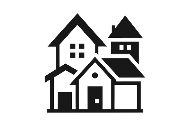 simple monochrome house icon set