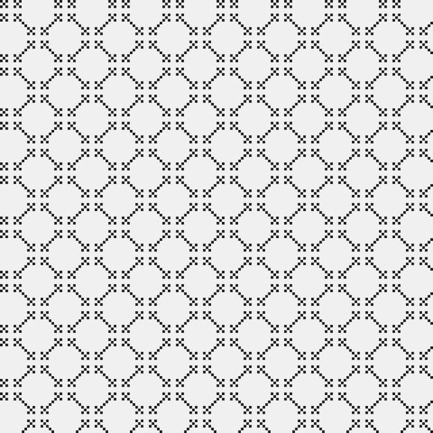 Simple pixelated pattern with monochrome geometric shapes. Useful for textile and interior design.