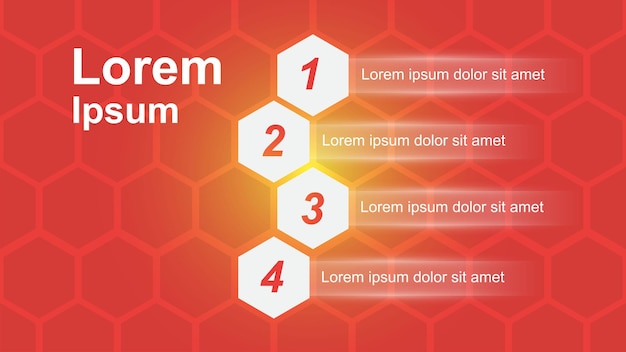 simple red honeycomb background with text title and 4 text points
