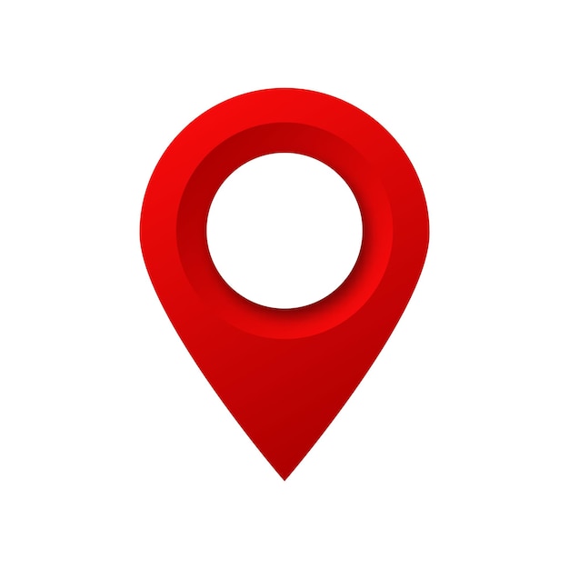 Simple red location pin icon with a clean circular cutout design commonly used in maps
