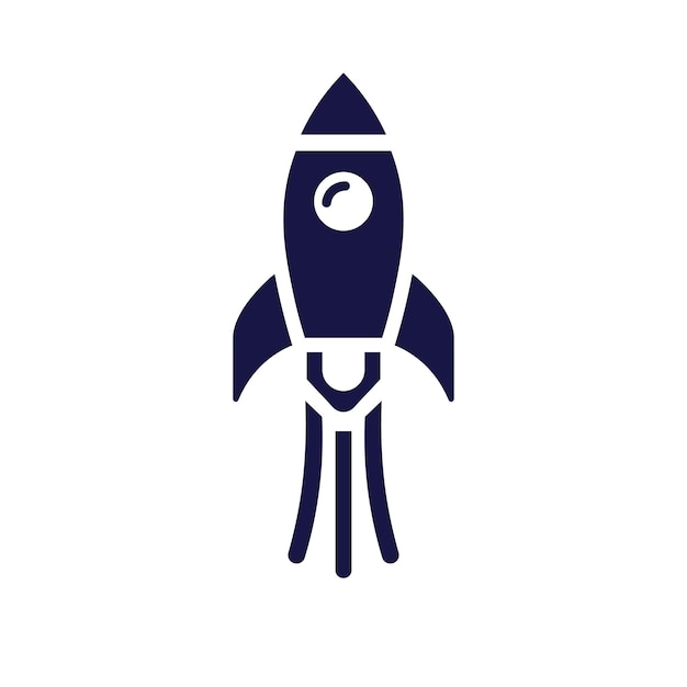 Simple retro spaceship Cartoon rocket spaceship take off