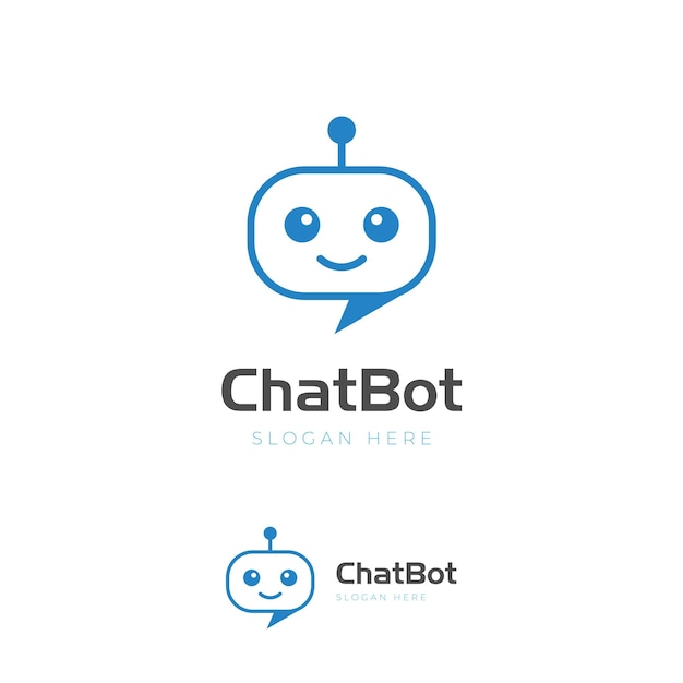 Simple Robot icon logo design Chat Bot sign for support service concept Chatbot minimalist flat style logo