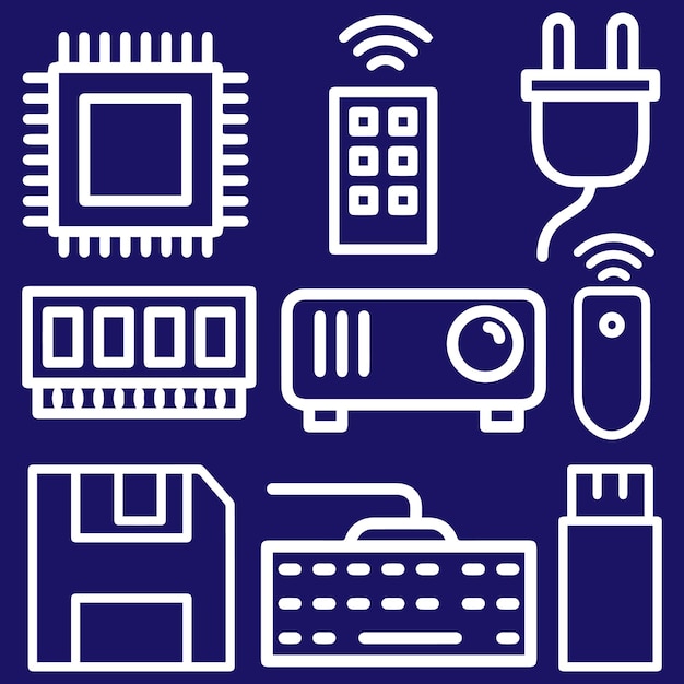 Simple Set of Computer Components Related Vector