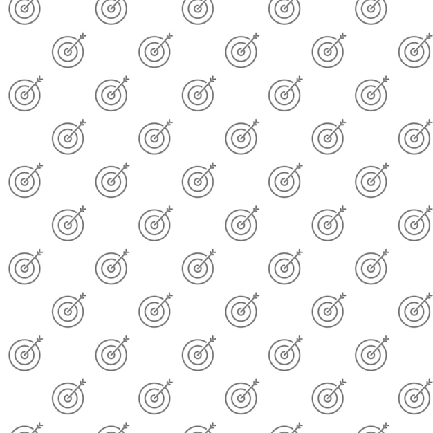 Simple target with arrow seamless pattern with various icons and symbols on white background flat vector illustration
