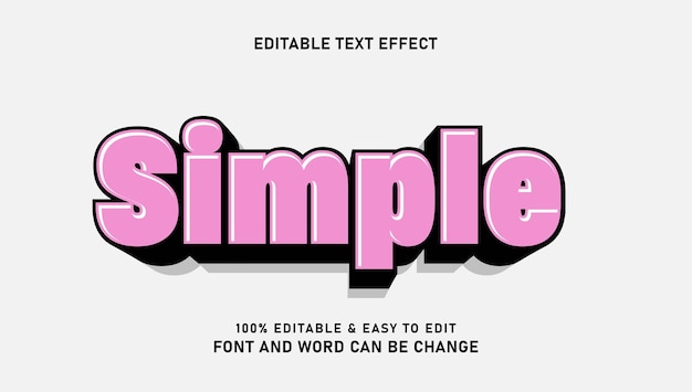 Simple text effect with editable 3d vector cartoon style