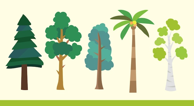 Simple tree elements flat vector