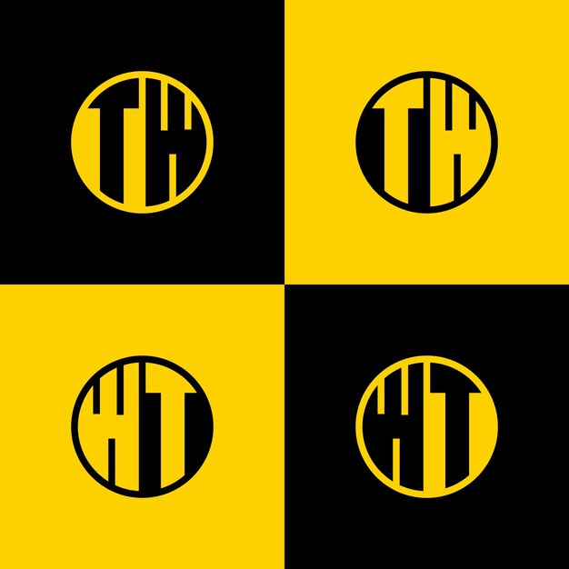 Simple TW and WT Letters Circle Logo Set suitable for business with TW and WT initials