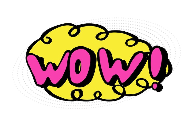 simple vector hand draw sketch shout out, wow, isolated on white