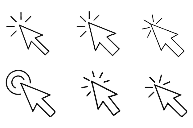 Simple Vector Icons of Clickable Mouse Cursors