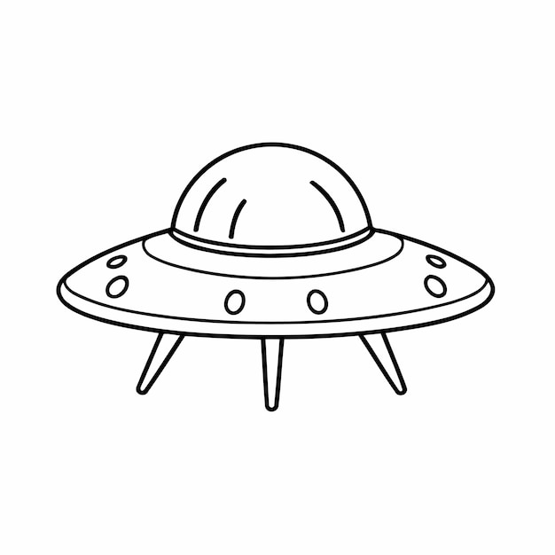 Simple vector illustration of UFO for kids colouring worksheet