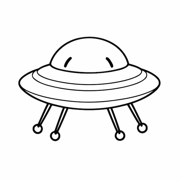 Simple vector illustration of UFO hand drawn for kids page