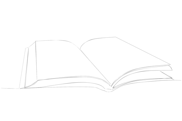simple vector sketch open book single one line art, continuous