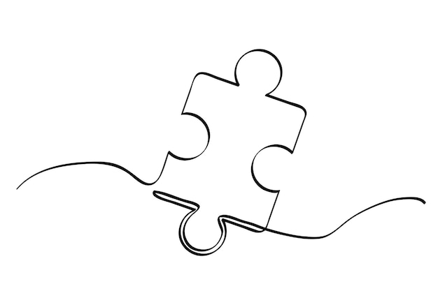 Simple vector sketch puzzle single one line art continuous