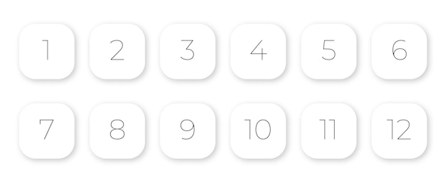 simple white vector number bullet points 1 to 12