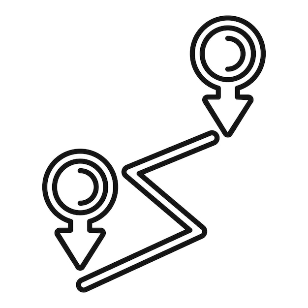 Simplified route map with location pins icon