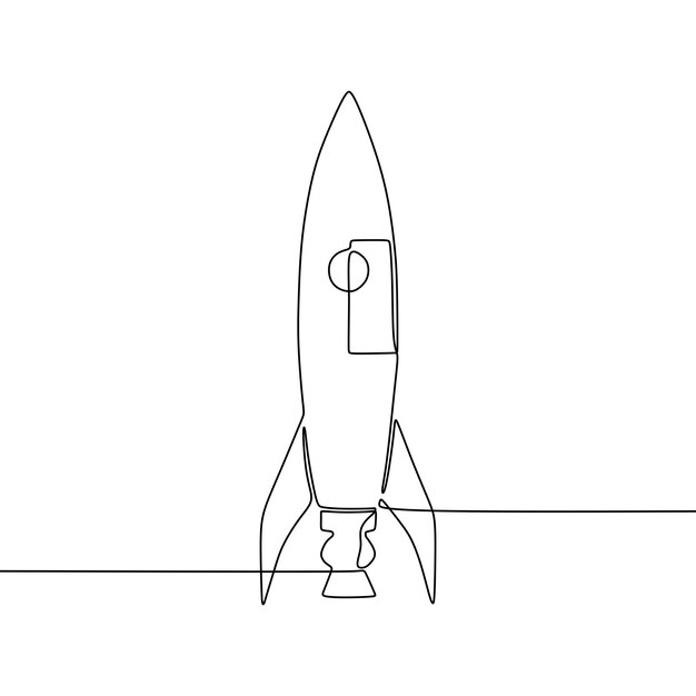 Single continous line art of rocket