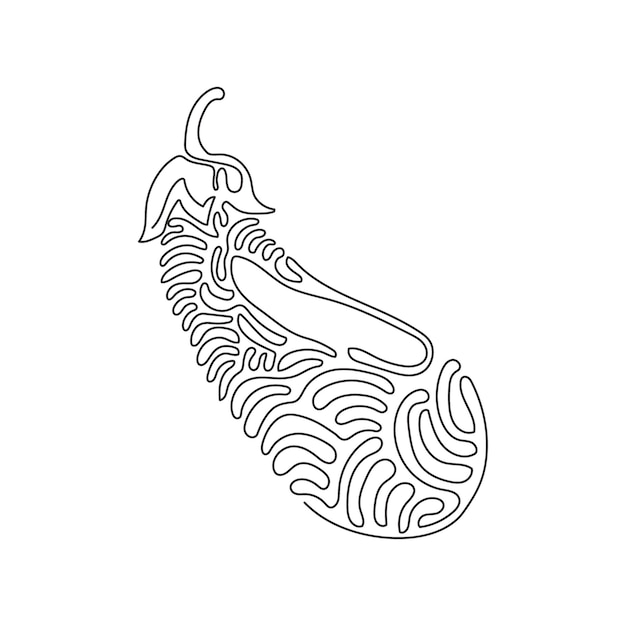 Single continuous line drawing fresh fruit eggplant icon Healthy vegetable vector illustration