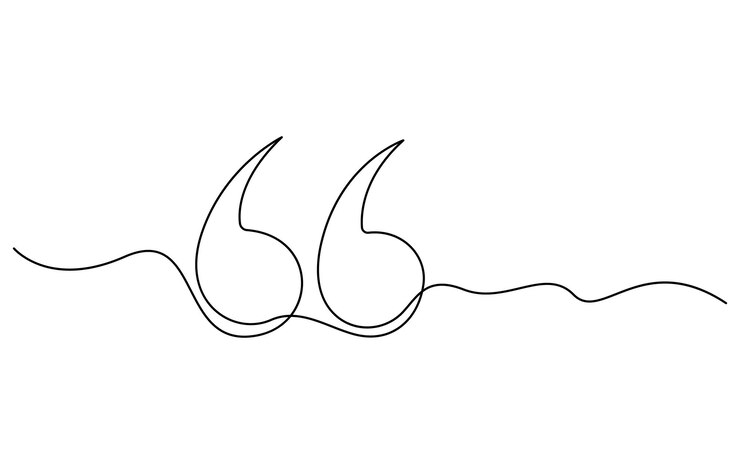 Single continuous line drawing of a quote mark