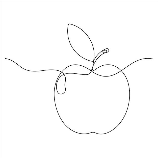 Single continuous line drawing of apple fruit Minimalist style apple fruit line art design vector