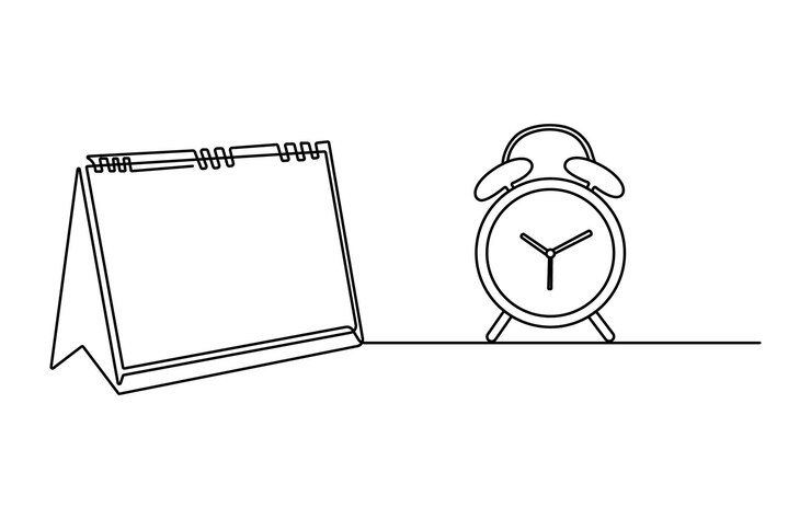 single line art table calendar continuous drawing illustrations and vectors design Table calendar