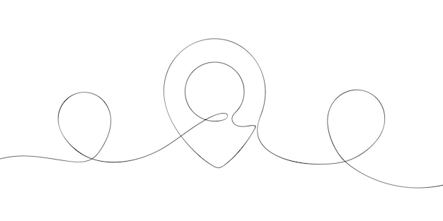 single line drawing of a geolocation Continuous line geo icon set One line icon Vector illustration