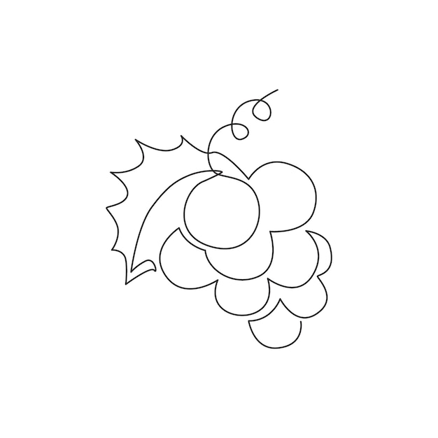 Single one line drawing healthy organic grape for vineyard logo Fresh tropical fruitage icon