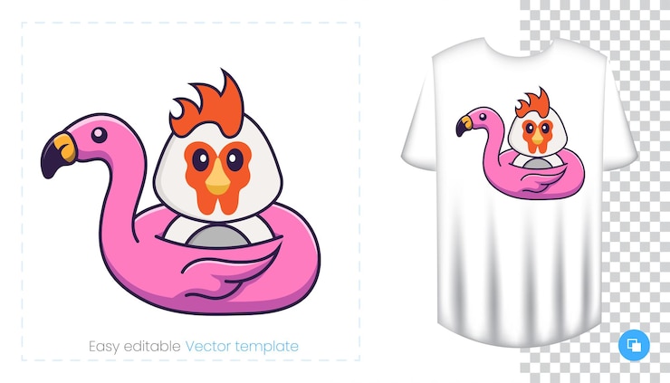Vektör şirin tavuk karakteri. tişörtlere, sweatshirt'lere baskı.