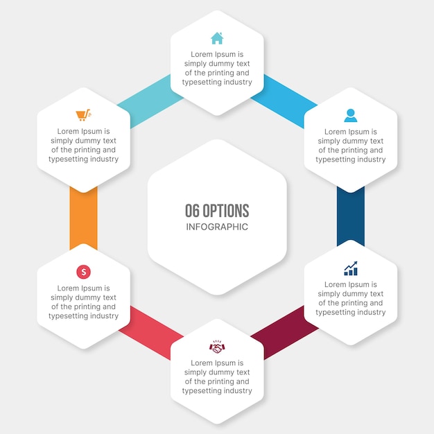 Six 6 Options Circle Cycle Infographic Template Design