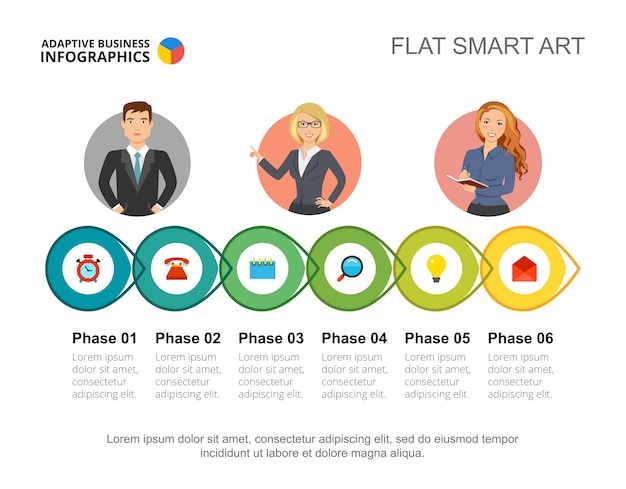 Six Phases Management Slide Template