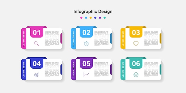 Six Steps Colorful abstract business infographic template