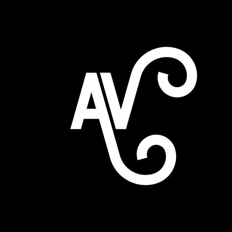 Vektör siyah arka plan üzerinde av harfli logo tasarımı av yaratıcı baş harfleri harfli logo konsepti av harf tasarımı siyah arka plan üzerinde av beyaz harfli tasarım a v a v logosu