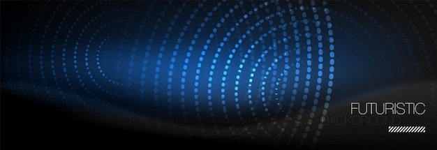 Siyah arka plan üzerinde parıldayan neon daire çizgisi noktaları yuvarlak çizgi tasarımı soyut stil Neon soyut yuvarlak daireler Sihirli neon ışıklar ve parıldayan noktalar